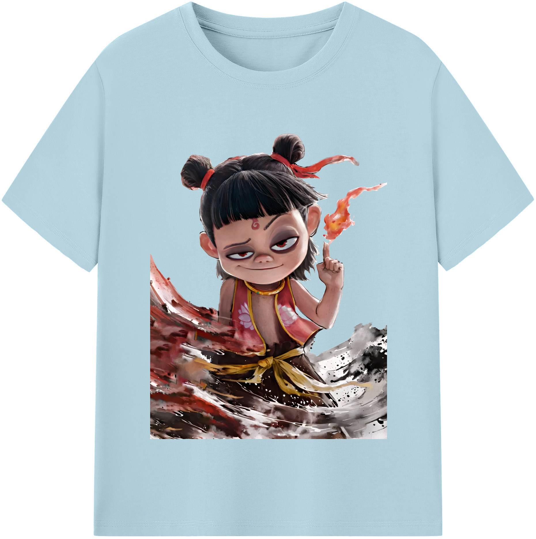 （画像用） Ne Zha 2 ナタ 魔童の大暴れ 綿100％半袖Tシャツ（フロントプリント）